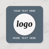 Simple Logo and Text QR Code Charcoal Gray Quadratische Visitenkarte (Vorderseite)
