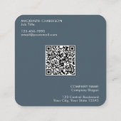 Simple Logo and Text QR Code Charcoal Gray Quadratische Visitenkarte (Rückseite)