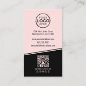 Simple Logo QR Code Blush Pink Visitenkarte (Rückseite)