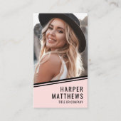 Simple Logo QR Code Blush Pink Visitenkarte (Vorderseite)