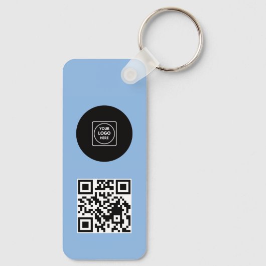 Simple Logo QR Code Business Blue Keychains Schlüsselanhänger (Rückseite)
