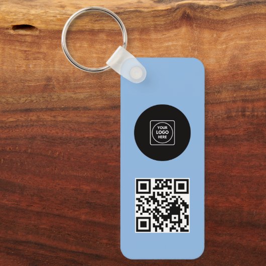 Simple Logo QR Code Business Blue Keychains Schlüsselanhänger (Vorderseite)