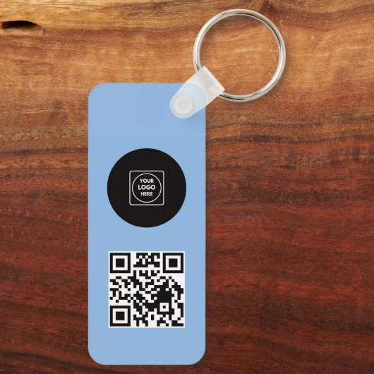 Simple Logo QR Code Business Blue Keychains Schlüsselanhänger (Rückseite)