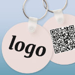 Simple Logo QR Code Business Blush Pink Schlüsselanhänger<br><div class="desc">Add your own logo and QR code website destination to this striking minimalist professional design. Showcase your brand with this sleek design for professional visibility. Featuring a clean modern layout that highlights your logo, it’s ideal for corporate events, trade show giveaways, conferences and for everyday brand presence. A simple, polished...</div>
