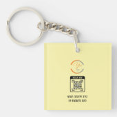 Simple Logo QR Code Business Light Yellow Keychain Schlüsselanhänger (Vorderseite)