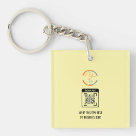 Simple Logo QR Code Business Light Yellow Keychain Schlüsselanhänger