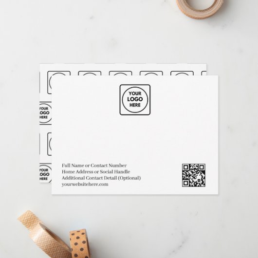 Simple Logo QR Code Business Note Card Mitteilungskarte (Vorderseite/Rückseite Beispiel)