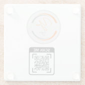 Simple Logo QR Code Business White Glasuntersetzer (Rückseite)