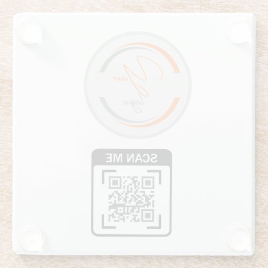 Simple Logo QR Code Business White Glasuntersetzer (Rückseite)