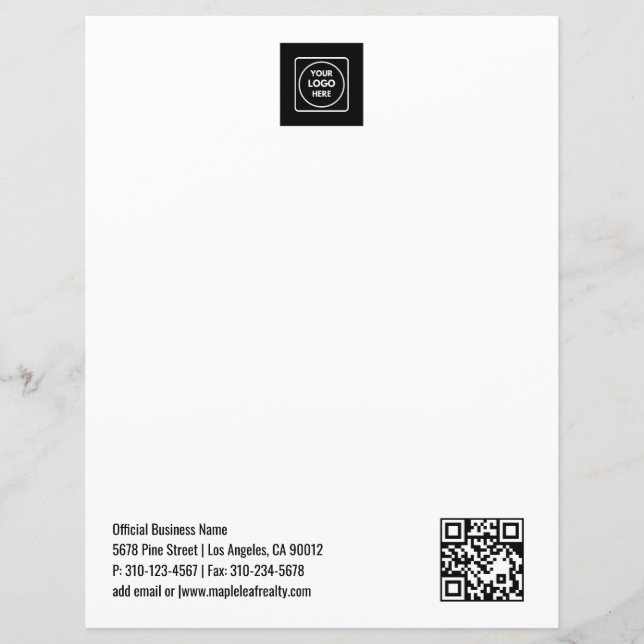 Simple Logo QR Code Professional letterhead (Vorderseite)