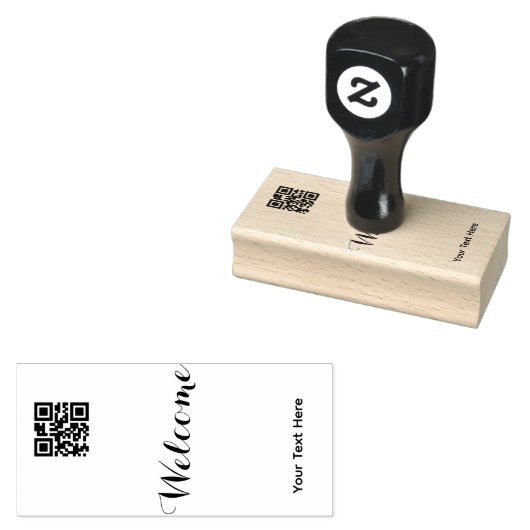 Simple Logo 'QR Code' Text Business Promotional Gummistempel (Stempel)