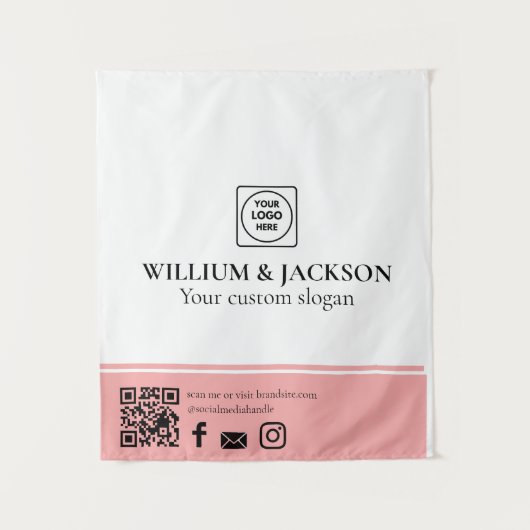 Simple Logo QR Vendor Event Promotional Display Wandteppich (Vorderseite)