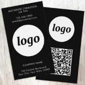 Simple Logo Text QR Code Vertical Black Visitenkarte