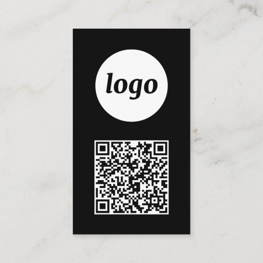 Simple Logo Text QR Code Vertical Black Visitenkarte (Rückseite)