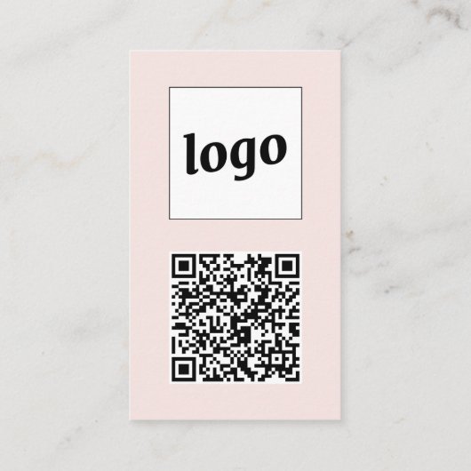 Simple Logo Text QR Code Vertical Blush Pink Visitenkarte (Rückseite)