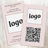 Simple Logo Text QR Code Vertical Blush Pink Visitenkarte