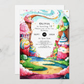 Simple Lollipop Candyland Birthday Einladung (Vorne/Hinten)