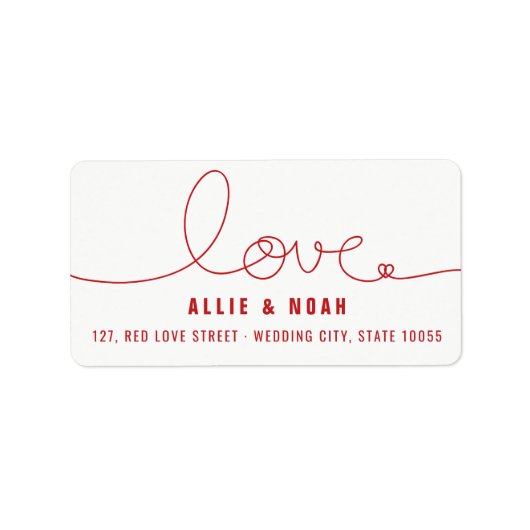 Simple Loopy Liebe Heart Wedding Address Labels Adressaufkleber (Vorne)