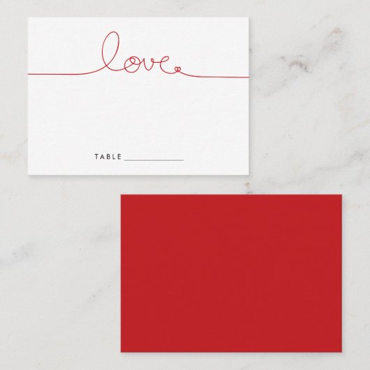 Simple Loopy Liebe Rotes Herz Minimalistische Hoch Platzkarte (Vorne/Hinten)
