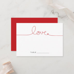 Simple Loopy Liebe Rotes Herz Minimalistische Hoch Platzkarte