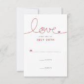 Simple Loopy Liebe Rotes Herz Minimalistische Hoch RSVP Karte (Vorderseite)