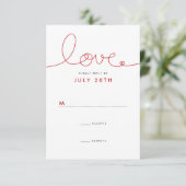 Simple Loopy Liebe Rotes Herz Minimalistische Hoch RSVP Karte (Stehend Vorderseite)