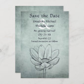 Simple Lotus Blume Dusty Blue Aquamarin Wedding Save The Date (Vorne/Hinten)