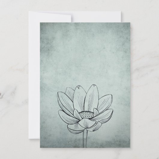 Simple Lotus Blume Dusty Blue Aquamarin Wedding Save The Date (Rückseite)