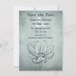 Simple Lotus Blume Dusty Blue Aquamarin Wedding Save The Date