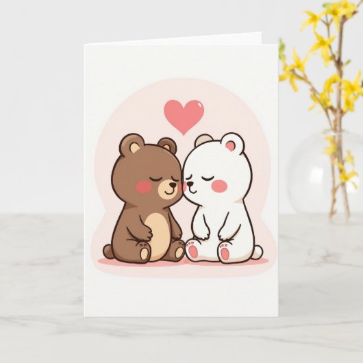 Simple Love Bears Card Karte (Gelbe Blume)