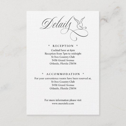 Simple Love Birds Script Details Enclosure Card Begleitkarte (Vorderseite)