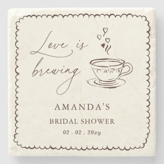 Simple Love is Brewing Coffee Bridal Shower Steinuntersetzer (Vorderseite)