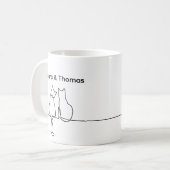 Simple Love Romantic Personalize Two Cat Sitting Kaffeetasse (Vorderseite Links)