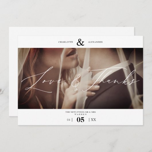Simple Love & Thanks Custom Photo Couple Wedding (Vorne/Hinten)