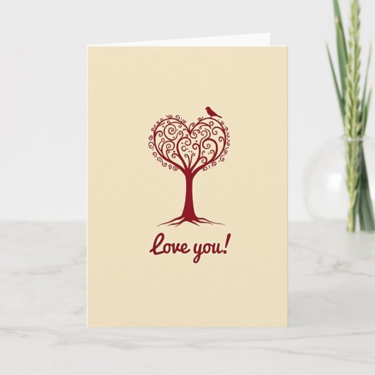 Simple Love You Heart Tree Card Karte (Vorderseite)