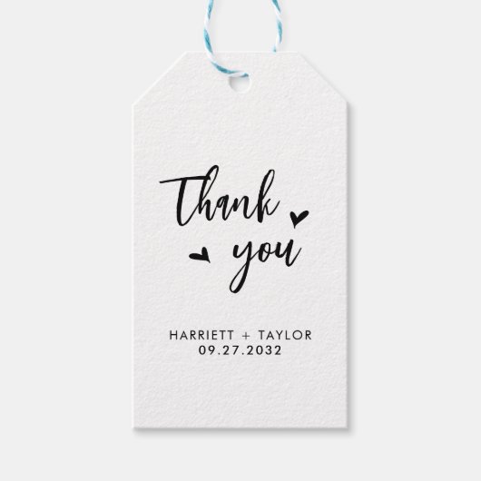 Simple Lovely Heart Script Wedding Danke Geschenkanhänger (Vorderseite)