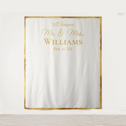 Simple Luxe Gold Edge Mr. Wedding Wall Hintergrund Wandteppich (Vorderseite)