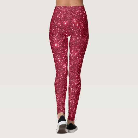 Simple Luxury Royal Red Sparkle Glitzer Pattern Leggings (Rückseite)
