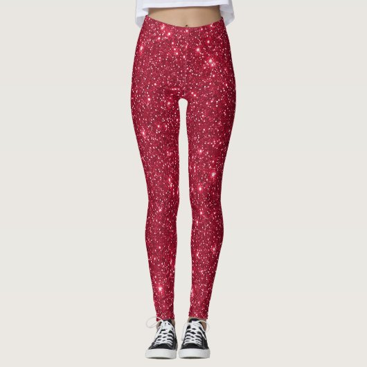 Simple Luxury Royal Red Sparkle Glitzer Pattern Leggings (Vorderseite)