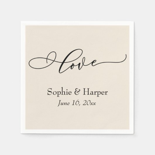Simple Luxury Script Schriftart Liebe Typografie C Serviette (Vorderseite)