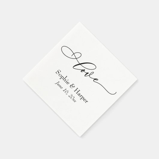 Simple Luxury Script Schriftart Liebe Typografie Serviette (Ecke)