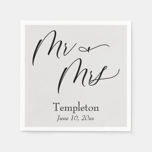 Simple Luxury Script Schriftart Mr & Mrs. Gray Serviette (Vorderseite)