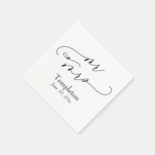 Simple Luxury Script Schriftart Mr. & Mrs. Serviette (Ecke)