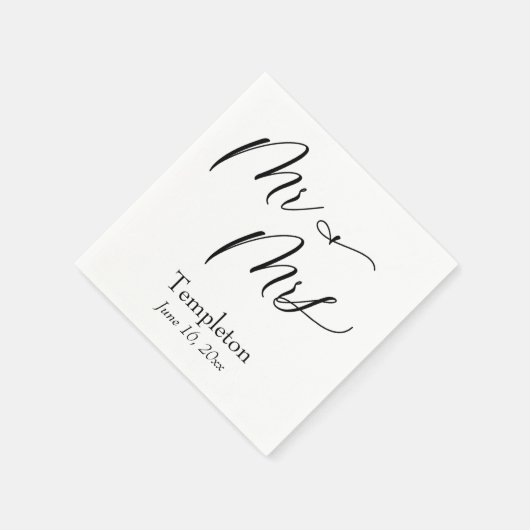 Simple Luxury Script Schriftart Mr. & Mrs. Serviette (Ecke)