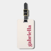 Simple Magenta Bold Typografy Personalisiert Name Gepäckanhänger (Vorderseite vertikal)