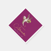 Simple Magenta Gold Angel Bless Religiöse Skripte Serviette (Ecke)