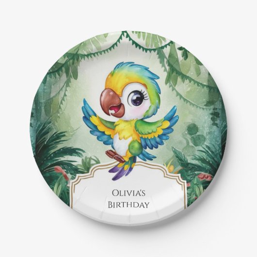 Simple Magic Parrot Birthday Pappteller (Vorderseite)