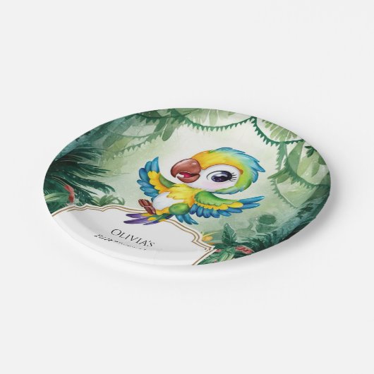Simple Magic Parrot Birthday Pappteller (Schrägansicht)