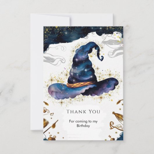 Simple Magic Wand Wizard Geburtstag Dankeskarte (Vorderseite)