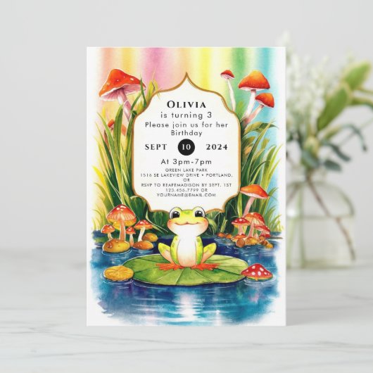 Simple Magical Frog Birthday Einladung (Stehend Vorderseite)